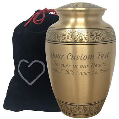 Custom Engraved Embossed Bronze Cremation Urn by Momentful Life - Adult Bronze Cremation Urn