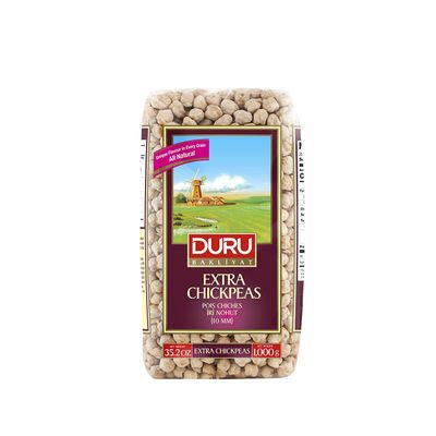 Duru Extra Chickpeas 10mm, 35.2oz (1000g), 100% Natural and Certificated, Non-GMO, Great for Falafel, Hummus, and Vegan Recipes, Gluten Free