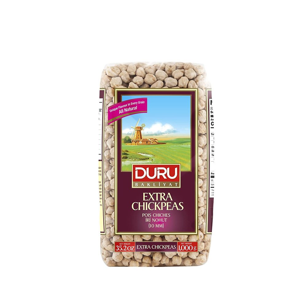 Duru Extra Chickpeas 10mm, 35.2oz (1000g), 100% Natural and Certificated, Non-GMO, Great for Falafel, Hummus, and Vegan Recipes, Gluten Free