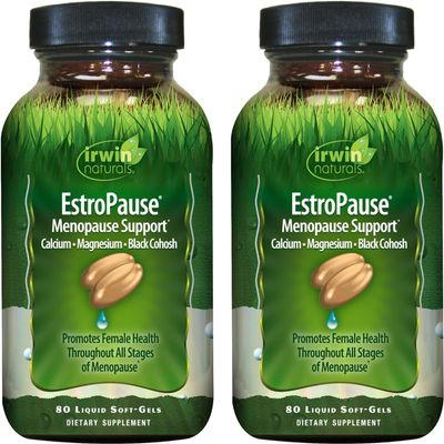 Irwin Naturals EstroPause Menopause & Womens Health Support 80 Liquid Soft-Gels Gentle Hormonal Balance Formula - 2 Pack