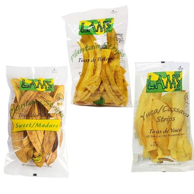 1Lam's Sweet+1Lam's Yuca+1Lam's Regular || Plantain banana chips, Sweet || Maduro || Yuca || Cassava strips || Regular Plantain Chips