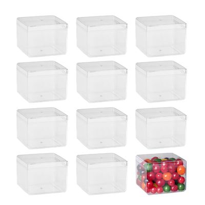 Hammont Acrylic Box - Party Favor Gift Boxes - Clear Cube with Rounded Edges for Gifts, Weddings, Treats, Candies & Accessories - Square Home Storage Boxes | 3.5x3.5x2.5 (12 Pack)