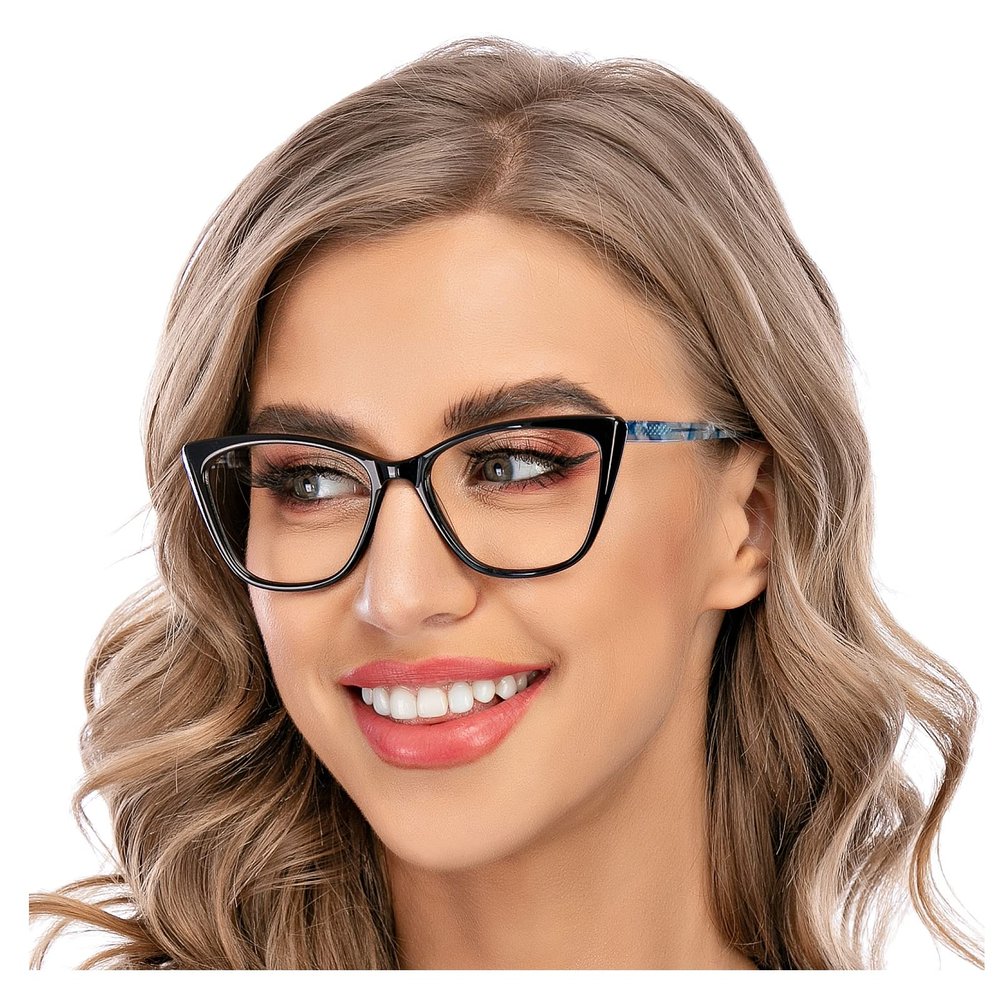 AQWANO Cateye Blue Light Blocking Reading Glasses, Fashion Computer Readers Anti UV Ray/Eye Strain/Glare Eyeglasses Women, Black 1.75