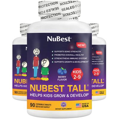 NuBest Tall Kids - Toddlers Vitamins and Kids Vitamins for Age 2 to 9 - Support Bone Strength, Overall Health and Immunity - Animal Shapes - 270 Chewable Berry Tablets | Pack 3