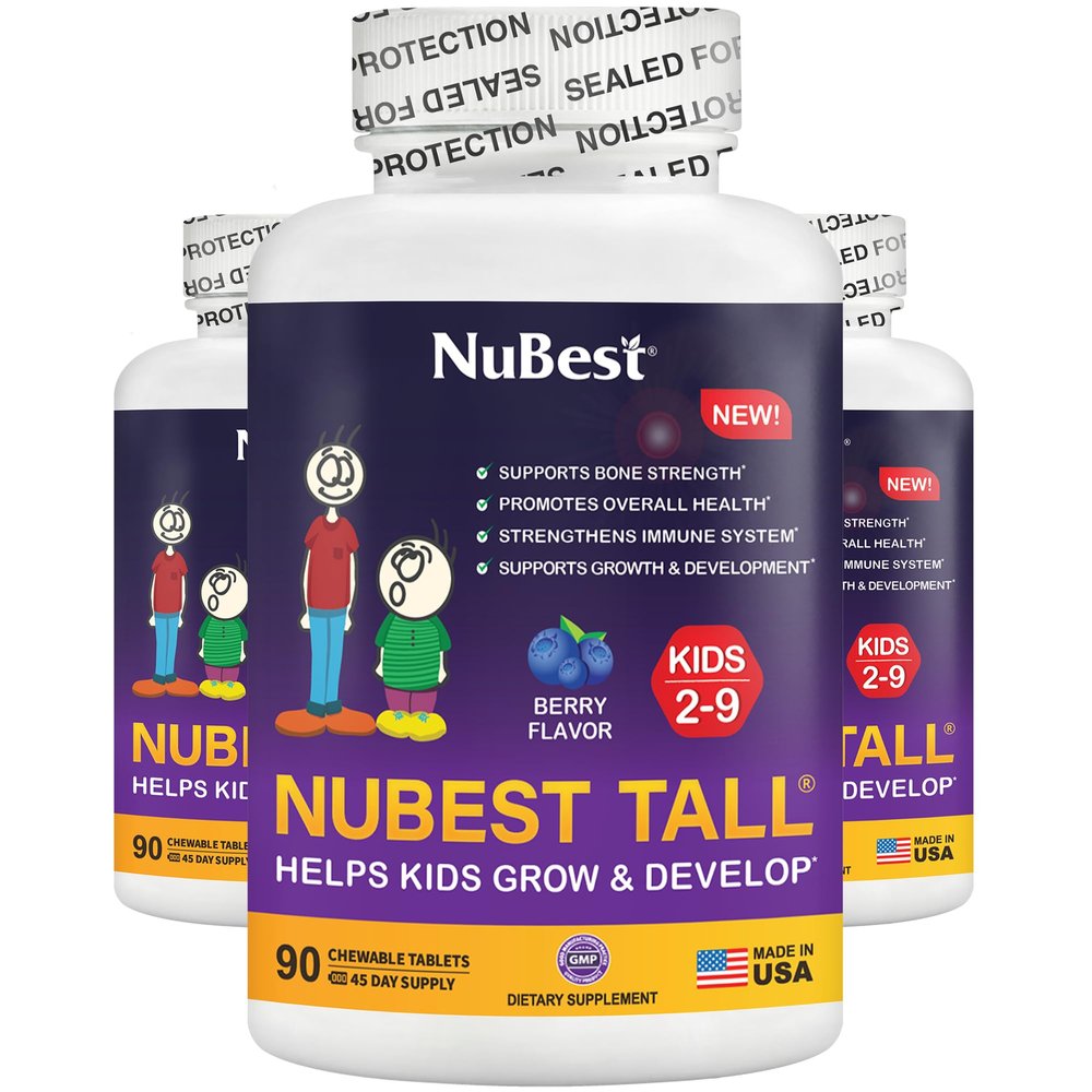 NuBest Tall Kids - Toddlers Vitamins and Kids Vitamins for Age 2 to 9 - Support Bone Strength, Overall Health and Immunity - Animal Shapes - 270 Chewable Berry Tablets | Pack 3