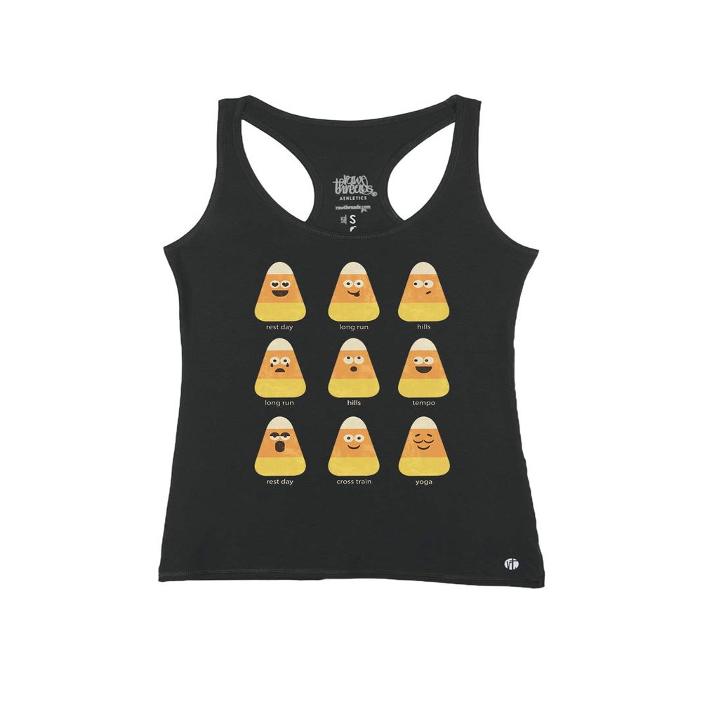 Candy Corn Emoticons Racer (X-Small) Black