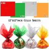AnapoliZ Cellophane Sheets 120 pcs Pack | (12 x 12 inch) 4 Mix Colors 2.3 Mil | Translucent Holiday, Christmas Cello Sheets - Green, Red, Silver, Gold | Glossy Xmas Colors Sheets for Treats, Crafts view 2