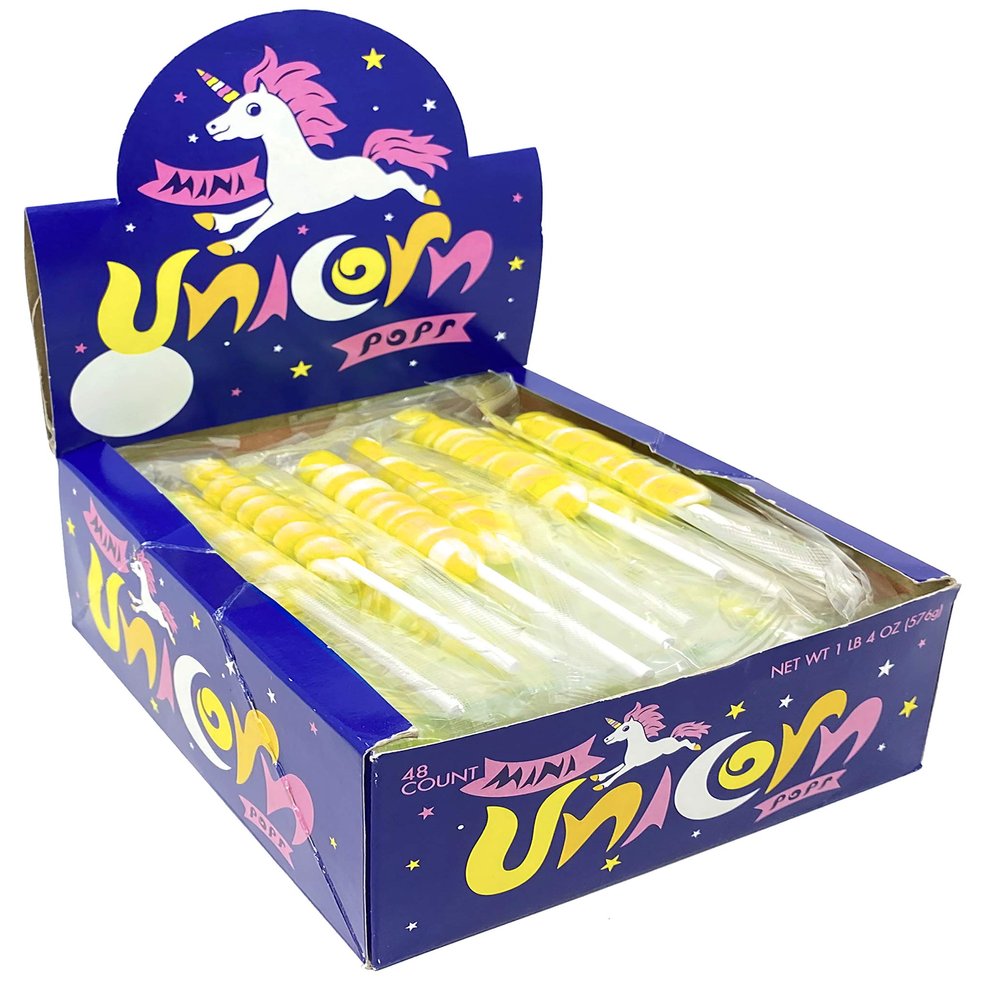 Adams & Brooks, Inc. Unicorn Pops 48 Count Individually Wrapped Unicorn Lollipops Great for Party Favors, Candy Buffets (Lemon (Yellow))