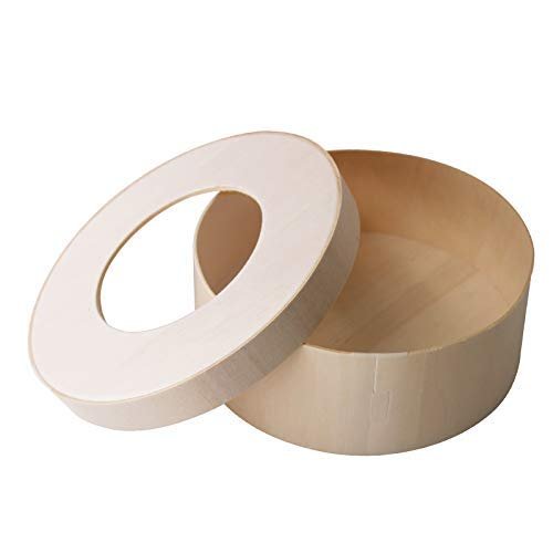2 Pack Biodegradable Round Small Wooden Packaging Box with Clear Window
