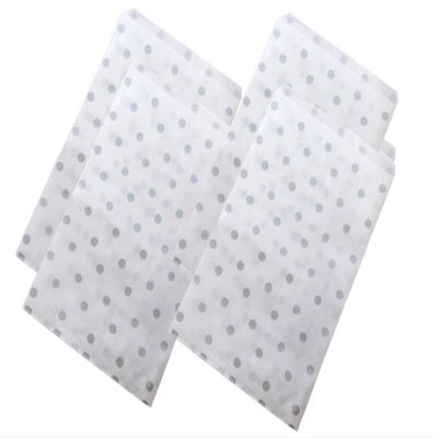 100 Qty 6 inches x 9 inches Decorative Flat Paper Gift Bags - Silver Polka-Dot on White Bags - for Sales/Treats/Parties Cookies/Gifts - N'icePackaging, NP-EN055-SWx100
