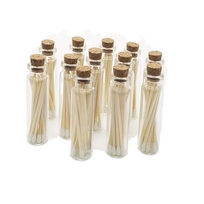 12 vials Apothecary Glass containers canisters Wooden Safety Matches Cork Stopper 12 Match Stick in Each Container