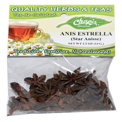 12 PIECES CHAPIS ANIS ESTRELLA NATURAL HERBS HIERBAS Net Wt. 1/2 oz. (14 g)