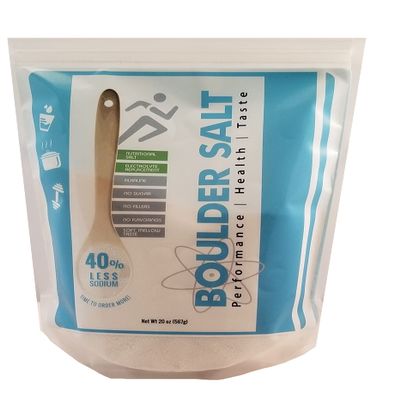 Boulder Salt - Low Sodium - Potassium Magnesium Salt Substitute - Electrolyte Salt - Unflavored - 20oz - Tastes Good on Food or in Water. 283 Servings.