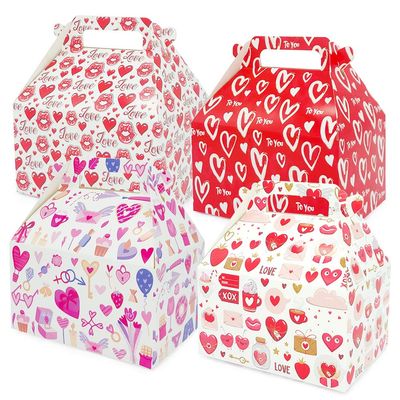 12 Pieces Valentine's Day Treat Boxes Small Goodie Present Boxes Recycled Heart Printed Cardboard Box for Candy, Cookies