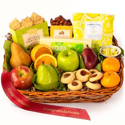 A Gift Inside Congratulations Orchard Delight Fruit and Gourmet Basket