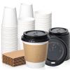 Fit Meal Prep 50 Pack 10 oz Disposable Coffee Cups with Lids, Sleeves, Leak-Proof To Go Coffee Cups with Lids, Durable Paper Cups for Hot Beverage, Home, Office, Party view 1