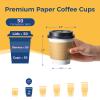 Fit Meal Prep 50 Pack 10 oz Disposable Coffee Cups with Lids, Sleeves, Leak-Proof To Go Coffee Cups with Lids, Durable Paper Cups for Hot Beverage, Home, Office, Party view 2