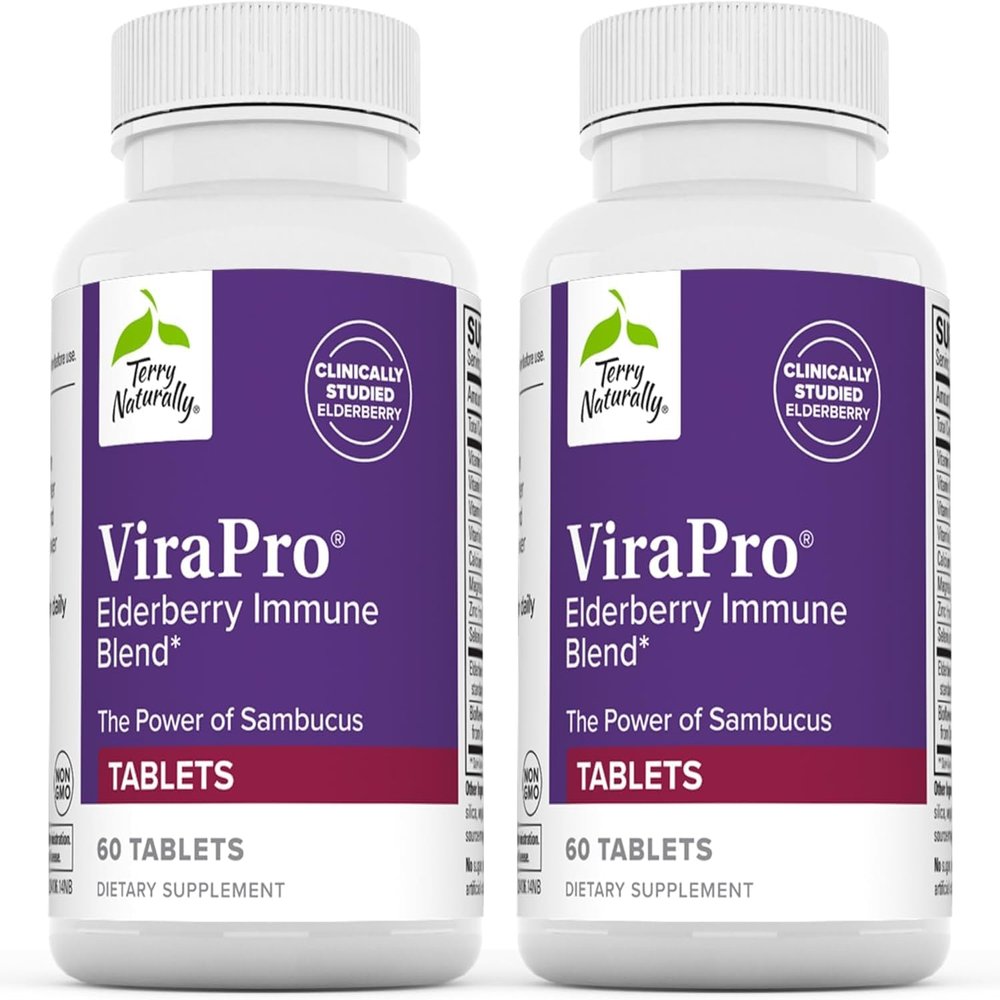 Terry Naturally ViraPro - Supplement with Herbal Blend for Immune Support - Supplement with Elderberry, Zinc & Selenium - Support Immune Response - 60 Tablets (2 Pack)