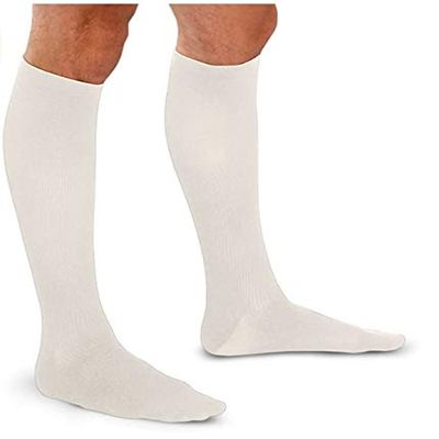 Preven-t Men's Cotton Varicose Control Socks, Firm Compression 22-24mm/Hg, White, L