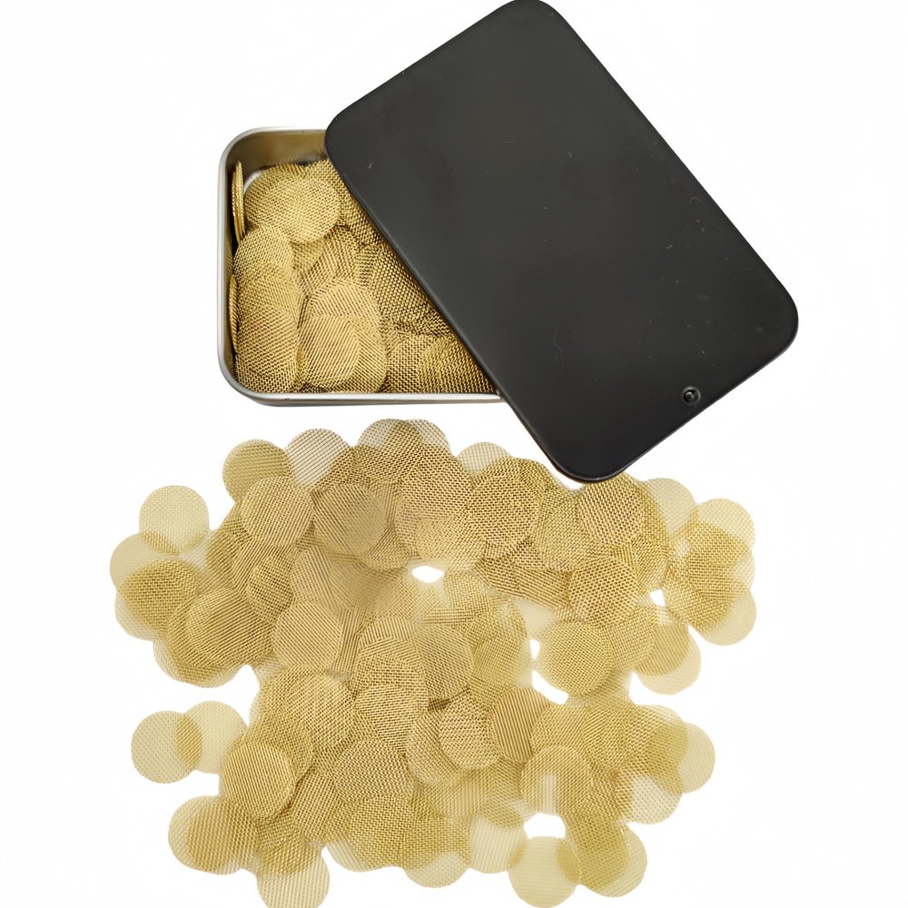 200 pcs 1/2 Inch Premium Thick Brass Pipe Screens, 0.5" Premium Pipe Screen Filters with Metal Storage Box