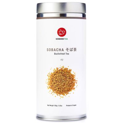 Senbird Premium Sobacha - Japanese Soba Buckwheat Tea - From Hokkaido - Loose Leaf in Airtight Tea Tin (3.5oz/100g)