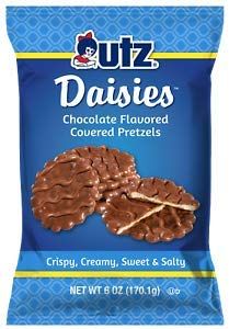 Utz Quality Foods Daisies Chocolate flavored Covered Pretzels, 6oz.( 4 bags )