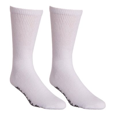 Comfort Finds Non-Skid Diabetic Crew Socks - Breathable Anti Slip Improve Foot Circulation Painful Swollen Feet Relief - Gray-12 Pairs