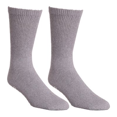 Comfort Finds Non-Skid Diabetic Crew Socks - Breathable Anti Slip Improve Foot Circulation Painful Swollen Feet Relief - Gray-12 Pairs