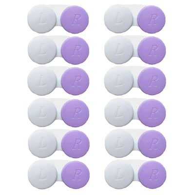 Erewa 12 Pack Contact lens case Contact Lens Holder Box Soak Storage Kit(White&Purple)