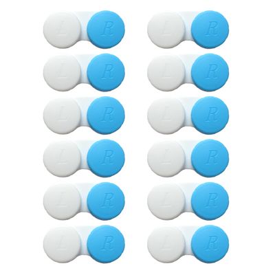 Erewa 12 Pack Contact lens case Contact Lens Holder Box Soak Storage Kit(White&Blue)