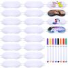28 Pieces Sublimation White Eye Mask Blanks Sleepover Party Supplies Slumber Pajama Party Decorations with Fabric Marker Pens DIY White Sleep Mask view 1