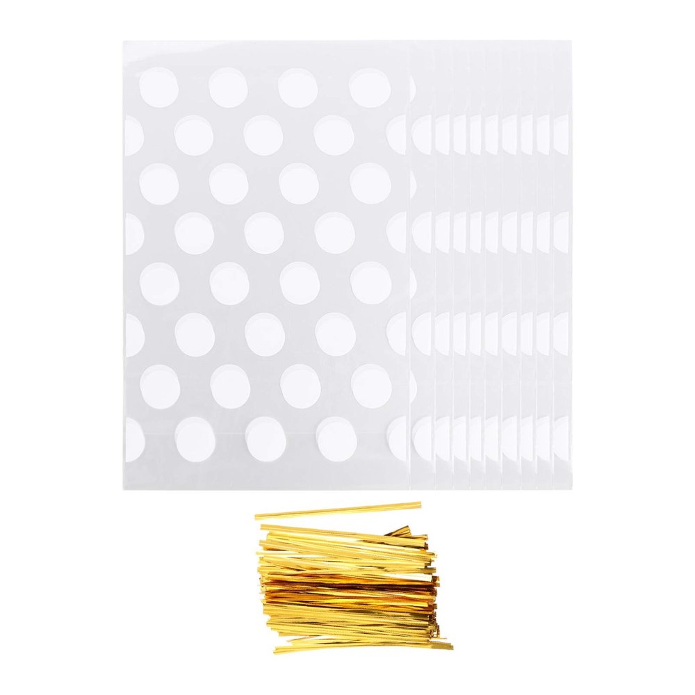 Cabilock 200pcs Plastic Candy Bags Ties for Party Favors Treats and Holiday Packaging for Cookies Biscuits and Snacks