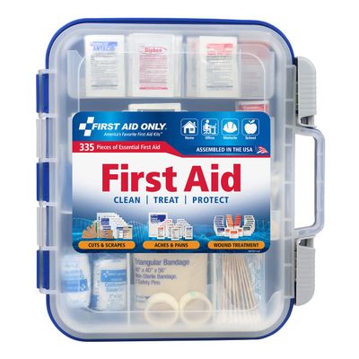 First Aid Only 91247 OSHA-Compliant First Aid Kit, All-Purpose 100-Person Emergency First Aid Kit for Business, Worksite, Home, and Car, 335 Pieces, Multicolored