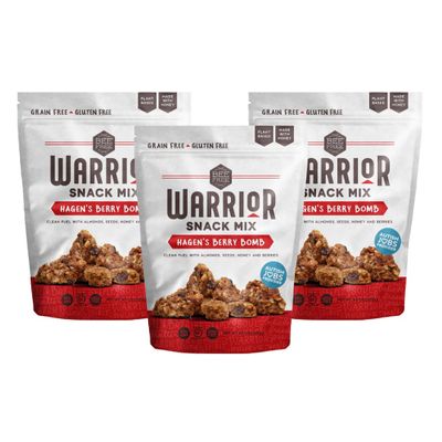BeeFree Warrior Mix Gluten Free Granola - Chunky Granola Bites | Paleo, Low Carb, Grain Free, Preservative Free, Oat Free | Low Calorie Snacks | Hagens Berry Bomb, 9 Ounce Bags, 3 Pack