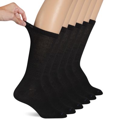 Dr. Scholl's Mens Diabetes & Circulator - 4 6 Pair Packs Non-binding Comfort And Moisture Management Sock, Black, 7-12 US