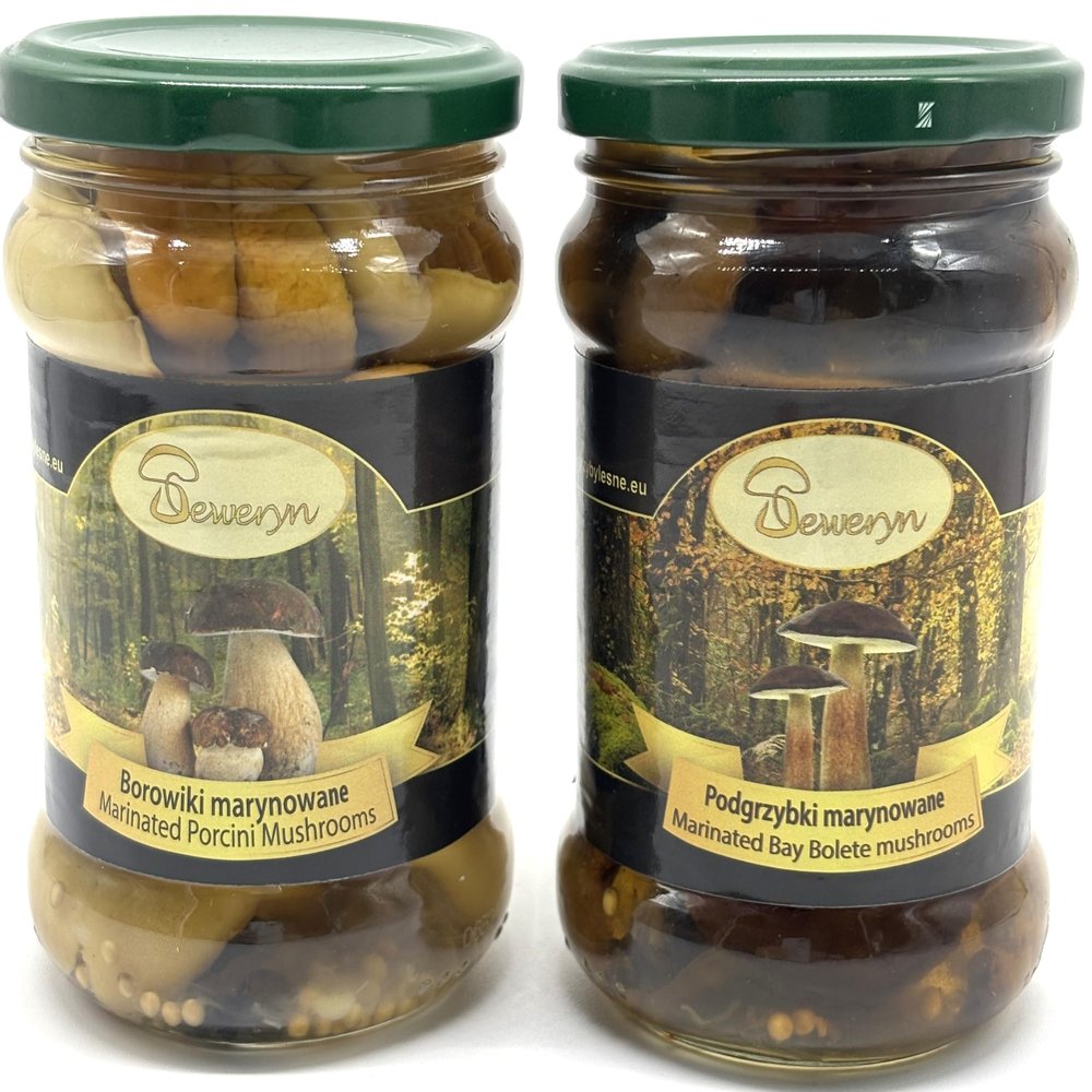 2 Pack Seweryn Marinated Porcini Mushrooms / Marinated Bay Bolete Polish Borowiki Marynowane/ Podgrzybki Marynowane Glass Jar 10.58 oz / 300 g