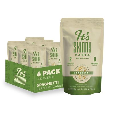 Its Skinny Spaghetti Pasta  Low Carb, Gluten Free, Keto & Vegan-Friendly, Shirataki Konjac, Sugar-Free, High in Fiber, Only 4.5 Calories Per Serving, Ready in 2 Minutes (6 Packs)