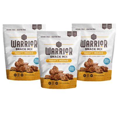 BeeFree Warrior Mix Gluten Free Granola - Chunky Granola Bites | Paleo, Low Carb, Grain Free, Preservative Free, Oat Free | Auggys Original Mix, 9 Ounce Bags, 3 Pack