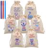 JOYIN 28 Pcs Valentine Drawstrings Canvas Bags with 3 Pens, 4x5.75 Inch Drawstring Pouch Candy Gift Linen Pockets for Kids Party Favor, Classroom Exchange Prizes view 1