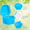 Denture Bath Box Cup, Complete Clean Care for Dentures, Clear Braces, Mouth Guard, Night Guard & Retainers,Traveling (Blue & Pink) view 2