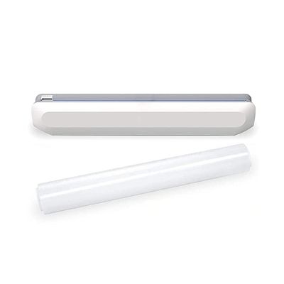 JIEQIJIAJU Plastic Wrap Dispenser with Slide Cutter, Refillable Cling Film Dispenser with Steel Cutter and 12''x250'' BPA Free Household Reusable Food Wrap Dispenser with Cutter for Foil/Film Roll
