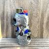 Double Skull Head Pattern Skeleton Metal Lighter Case Cover Holder fits BIC Full Standard Size Lighter J6 view 2