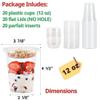 12 oz Clear Plastic Parfait Cups with Insert 3.25oz & Flat Lids No Hole - (20 Sets) Yogurt Fruit Parfait Cups for Kids, for Dips and Veggies, Take Away Breakfast and Snacks. No Leaking view 2