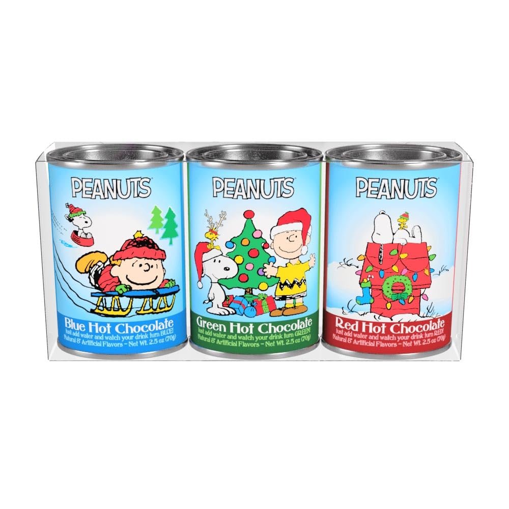 McSteven's Peanuts Colored Hot Chocolate - Set of Three 2.5 oz Festive Tins