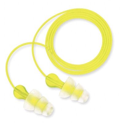 Aearo 26dB Reusable Flanged Shape Ear Plugs; Corded, Yellow, Universal - P3000