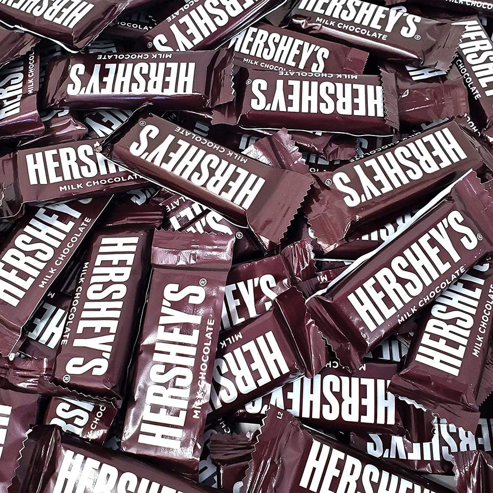 Hershey's Milk Chocolate Bars, Individually Wrapped Snack Size Chocolate Candy, Original Hershey Bars, Bulk Pack Of 2 Pounds