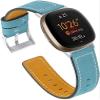 Jennyfly Genuine Leather Band Fitbit Versa, Slim Leather Band Replacement Strap Wristband Adjustable 5.5-7.8 inch for Women Men Compatible with Fitbit Versa/Versa 2/Versa Lite- Blue view 1