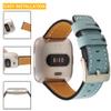 Jennyfly Genuine Leather Band Fitbit Versa, Slim Leather Band Replacement Strap Wristband Adjustable 5.5-7.8 inch for Women Men Compatible with Fitbit Versa/Versa 2/Versa Lite- Blue view 3
