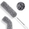 Microfiber Duster for Cleaning with Telescoping Extension Pole 100 Inch, Washable Bendable Head Duster Cleaner for Cleaning High Ceiling, Keyboard, Furniture, Ceiling Fan & Cobweb - Grey White
