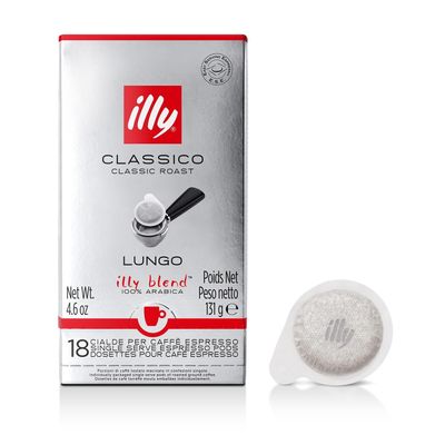 illy E.S.E. Coffee - Single-Serve Coffee Capsules & Pods - Classico Lungo Medium Roast - Notes Of Caramel, Orange Blossom & Jasmine - For E.S.E Coffee Machines - Extraordinary Aroma & Body  18 Count